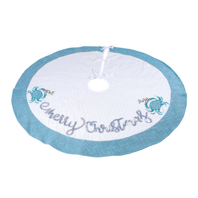52in. Designer Home Collection Embroidered Coastal Colors Christmas Tree Skirt