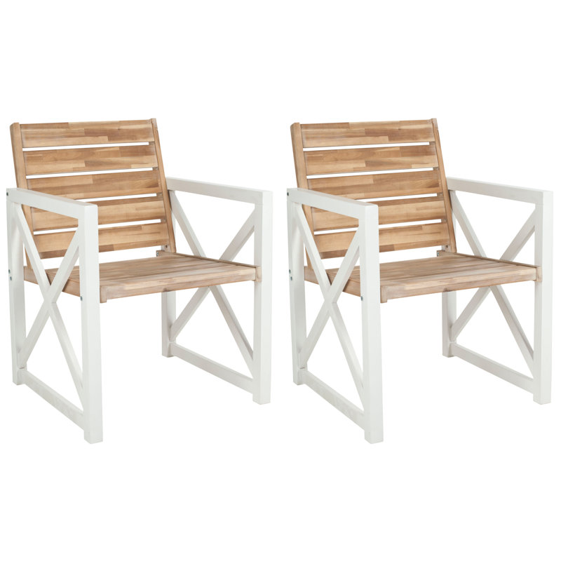 Fauteuil de patio Aguayo, Blanc / Chêne