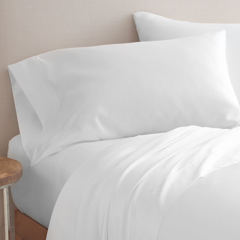 GAIAM Relax 300-Thread Count TENCEL Soft 4pc Sheet Set, White, King Sheet Set with 2 Pillowcases