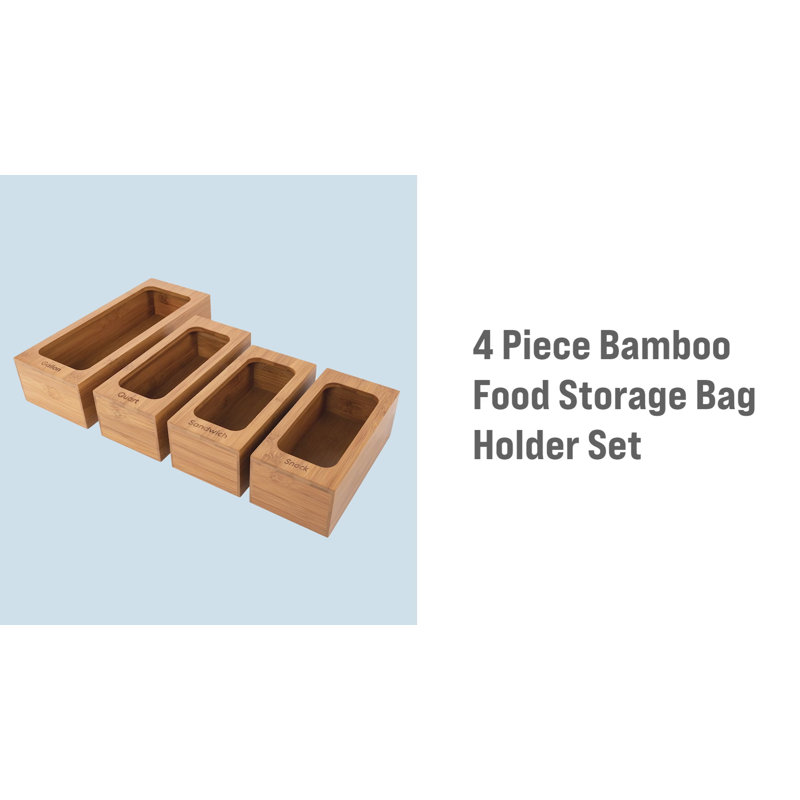 Bamboo 4-Piece Food Storage Bag Organizer Set