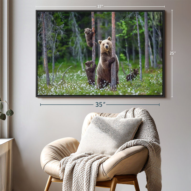 Animal «Bears In Forest», art mural, H 25 po x l 37 po