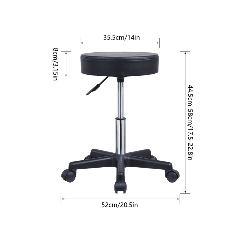 Adjustable Height Ergonomic Stool with Removable Casters/Wheels, Black