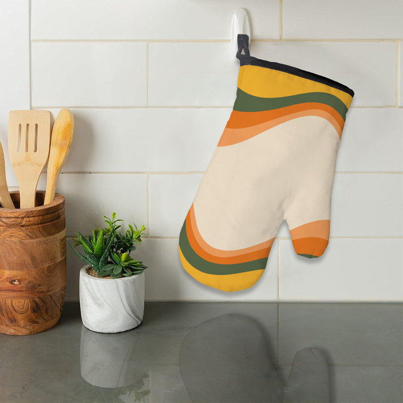 Retro Bloom Oven Mitt Cotton Twill