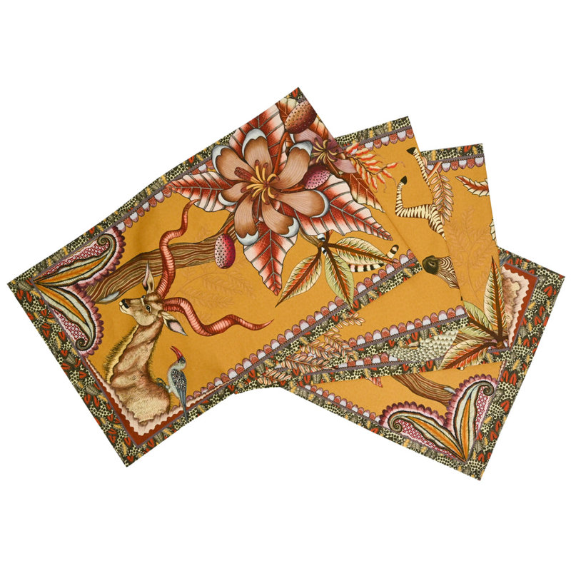 Pangolin Handmade Floral Table Runnner, 94'' L x 16'' W, Flame