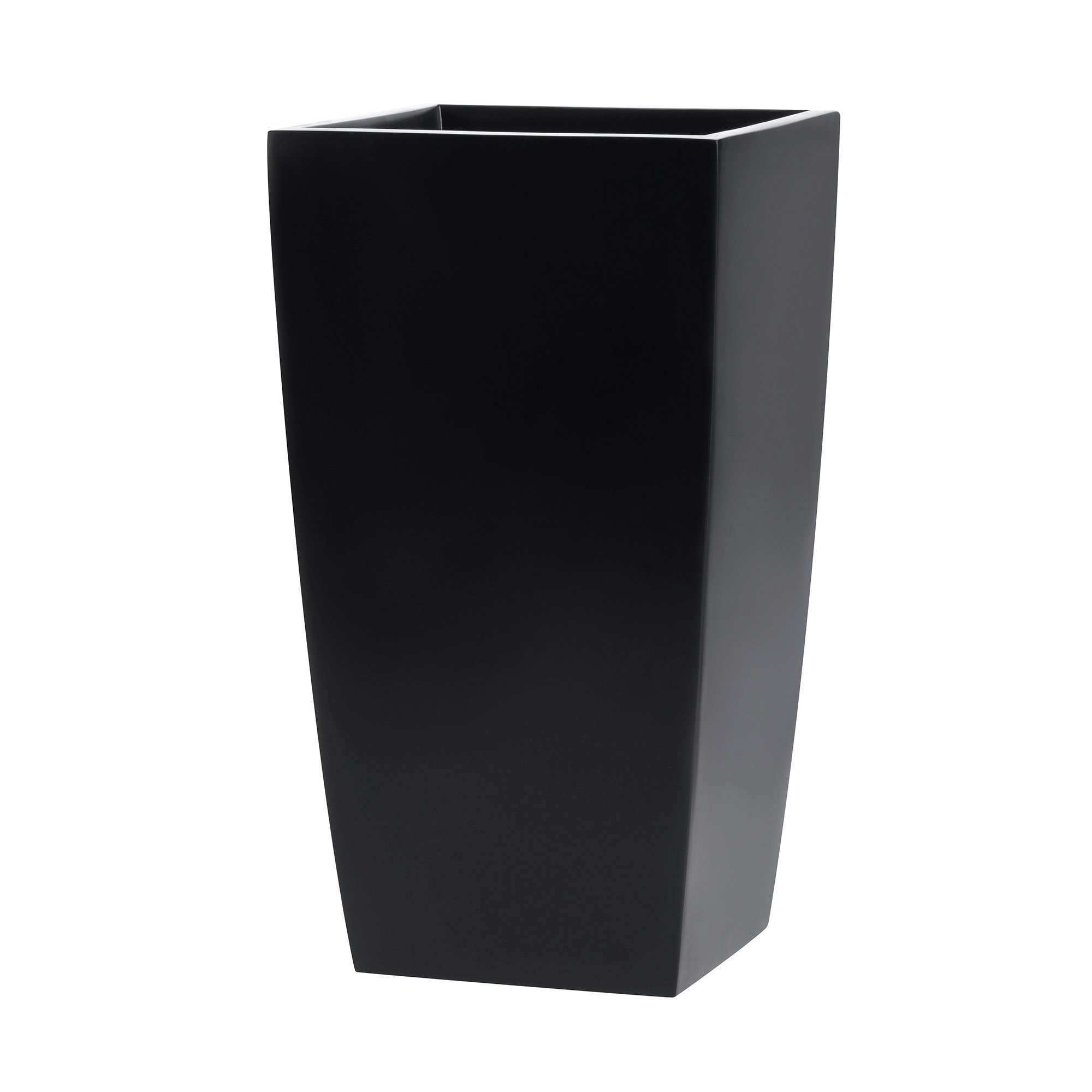 Hornell Tall Tapered Square Curved Planter, 22.5" H x 12" W x 12" D, Black