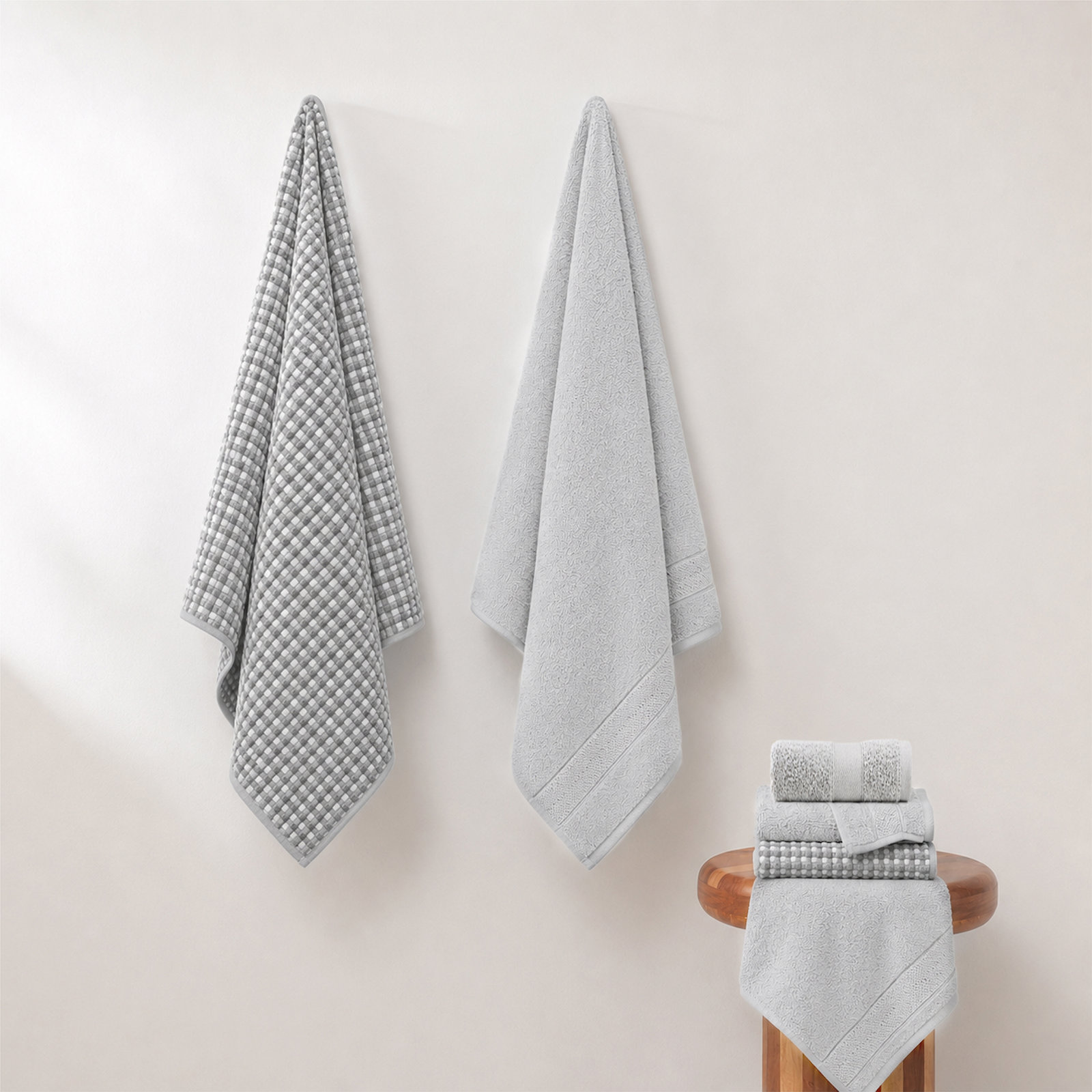 Drucilla 6-Piece Jacquard Cotton Towel Set, Silver