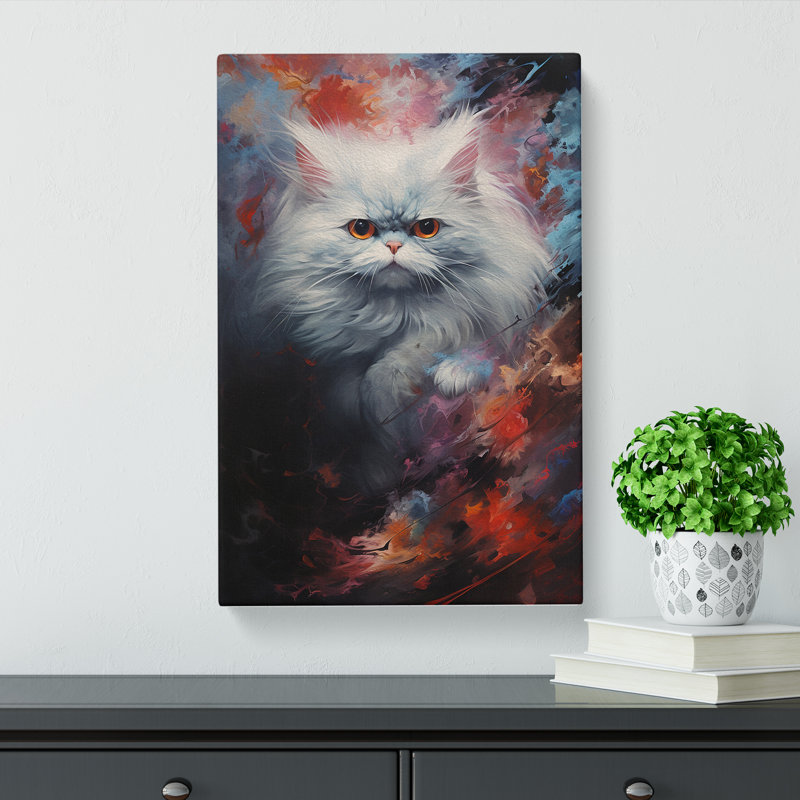 Persian Cat Action Painting - Wrapped Canvas, 50cm H x 35cm W x 3cm D