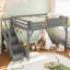 Lit mezzanine double en bois massif pour enfants avec garde-robe intégré et tablettes à côté-1483164907-1483164909