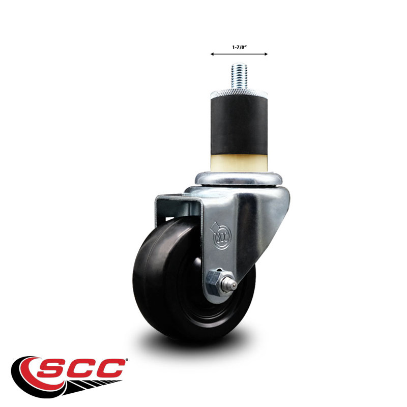 Roulettes pivotantes extensibles en caoutchouc dur de 3 pouces 1-7 / 8 pouces SCC