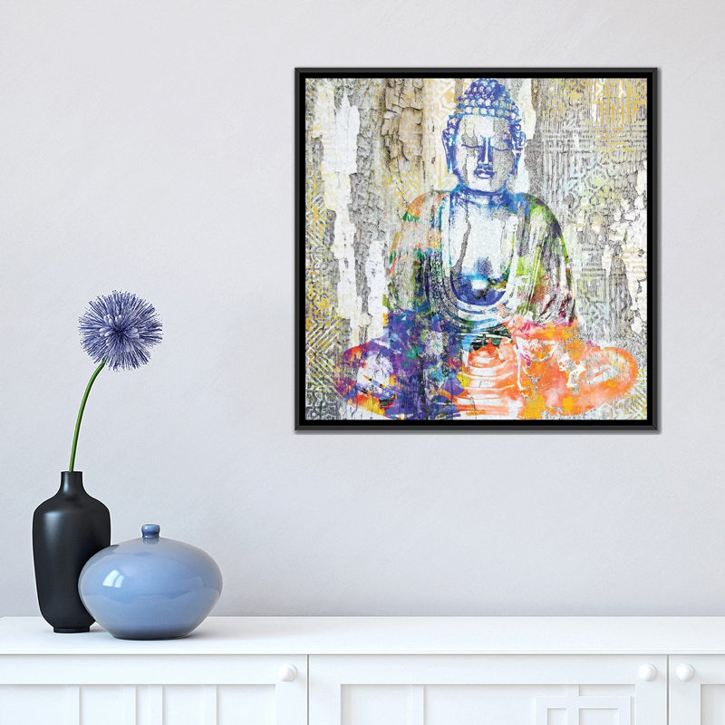 «Timeless Buddha II», impression sur toile, H 18 po x l 18 po x P 1,5 po, Toile avec cadre noir