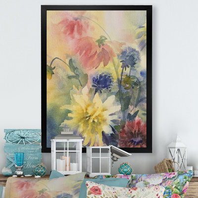 «Grunge Color Dahlias Flowers», reproduction de cadre photo sur toile