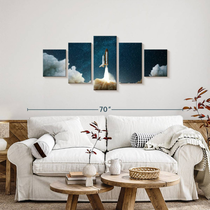 Fusée contre les étoiles, H 24 po x l 55 po