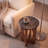 Round Black Marble Wood Cutout Side Table
