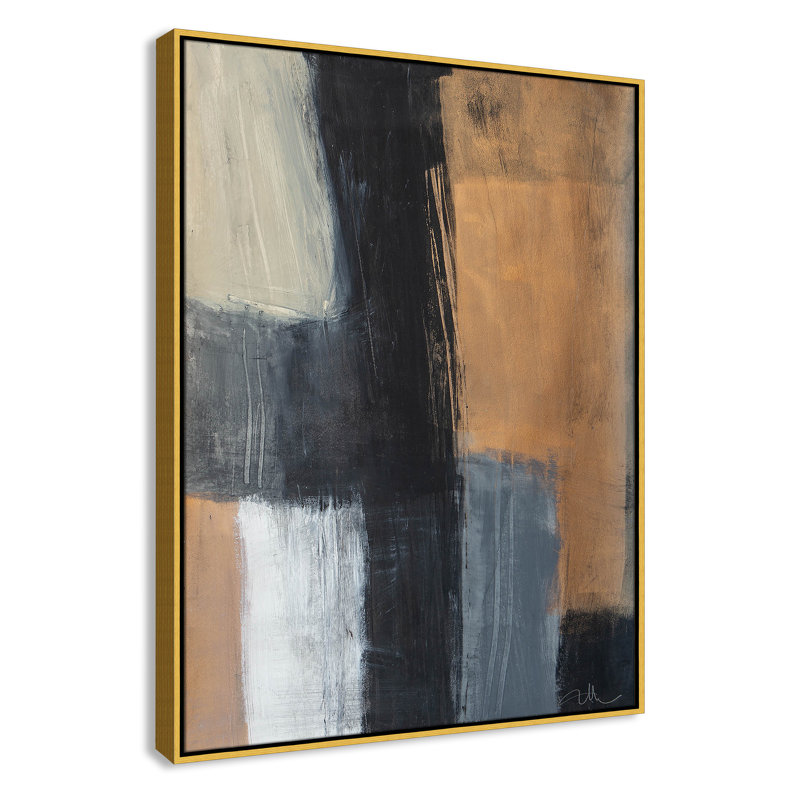 Calderon Karl Metallic Slate II par Print, Cadre flottant doré, Pas de tapis, H 41,5 po x l 31,5 po x P 2 po