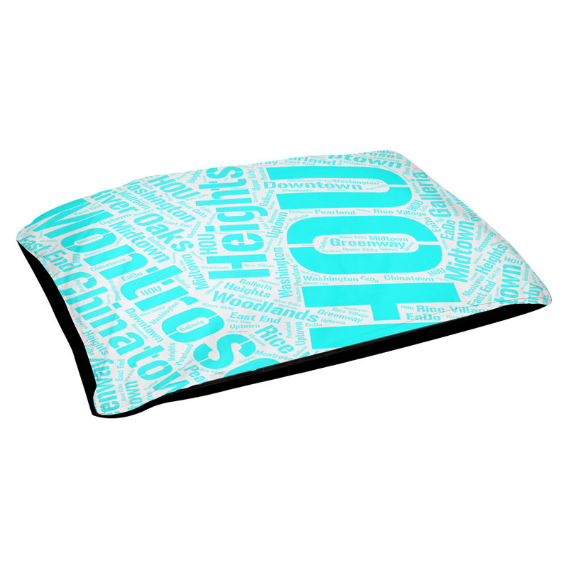 Coussin de chien « districts », Très grand (H 17 po x l 50 po x P 40 po), Cyan, Houston