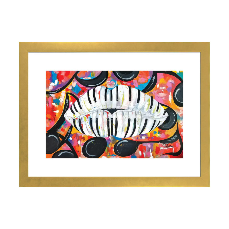 «Make» par Pinklomein - impression d'art graphique, Papier encadré doré, Blanc, H 16 po x l 24 po x P 1 po