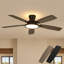 Ventilateur de plafond Karlena de 52 po à profil bas avec rétroéclairage à intensité variable, pales réversibles et télécommande-1622885731