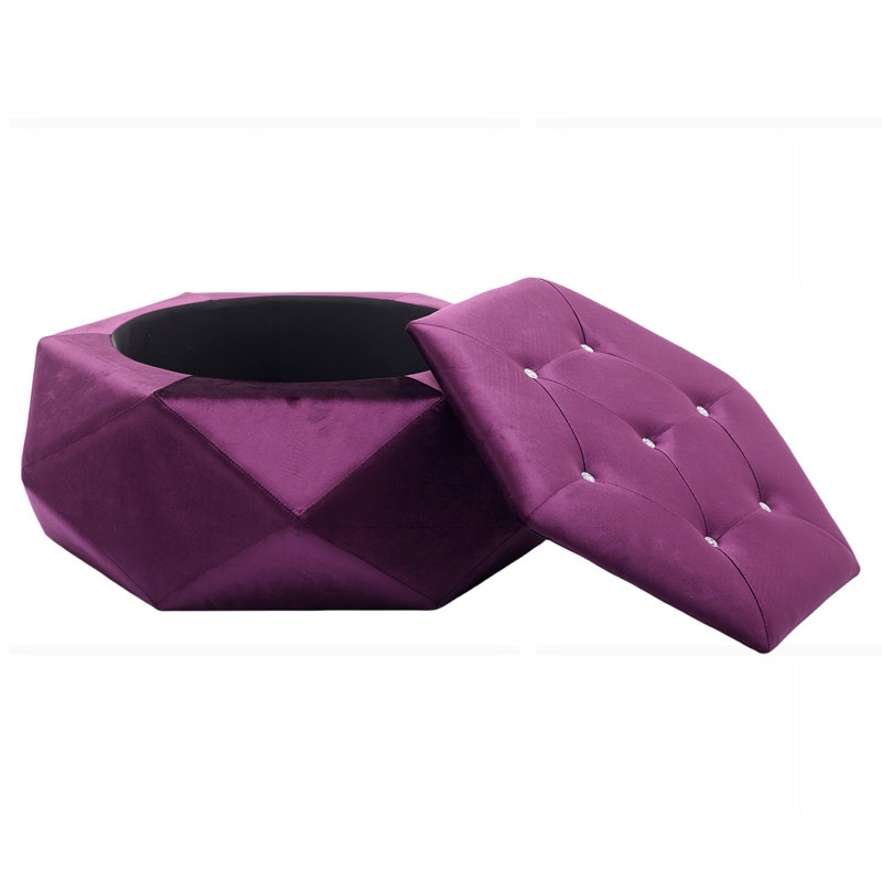 Repose-pieds en velours de rangement élégant, Mauve