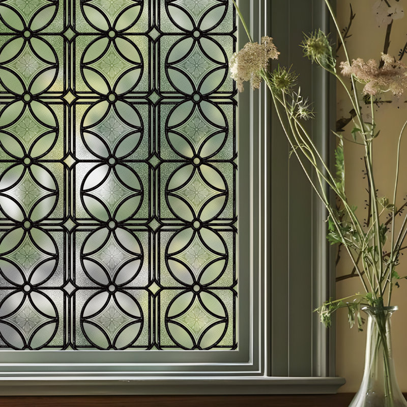 3D Window Film Removable Retro Geometric