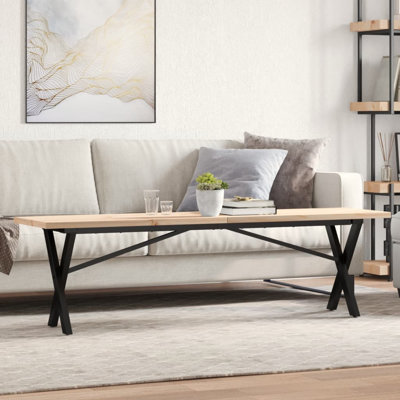 vidaXL Coffee Table X-Frame Solid Wood Pine and Steel