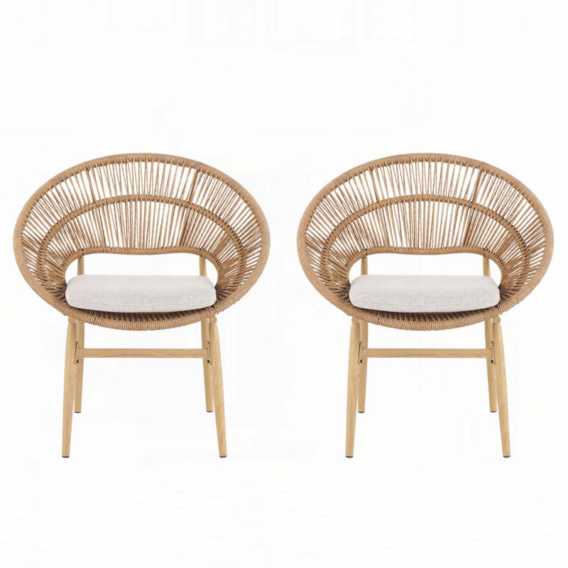Chaise d'extérieur en osier de style papasan, Beige, Marron clair