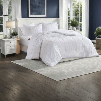 Cozy 7-piece Polyester Bedding Sets, Striped White Design For Modern Home