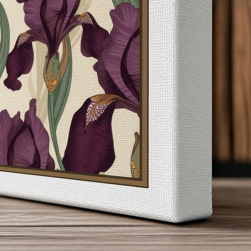 Iris Garden Pattern Botanical - Wrapped Canvas, 24x16 - 61.0 x 40.6 cm, White Border