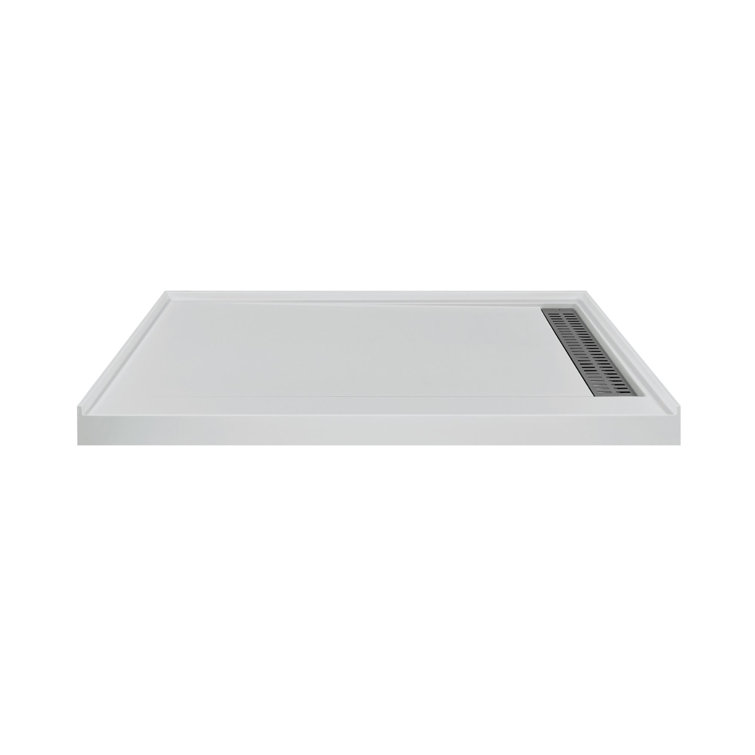 Transolid 60-in x 34-in Cast Solid Surface Shower Base With Right Hand Drain, Concrete