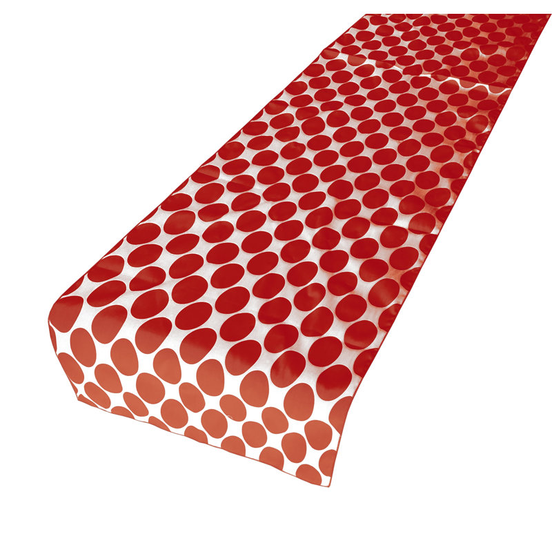 Large Circle Dots Print Table Runner, Red/White, 108" L x 12" W