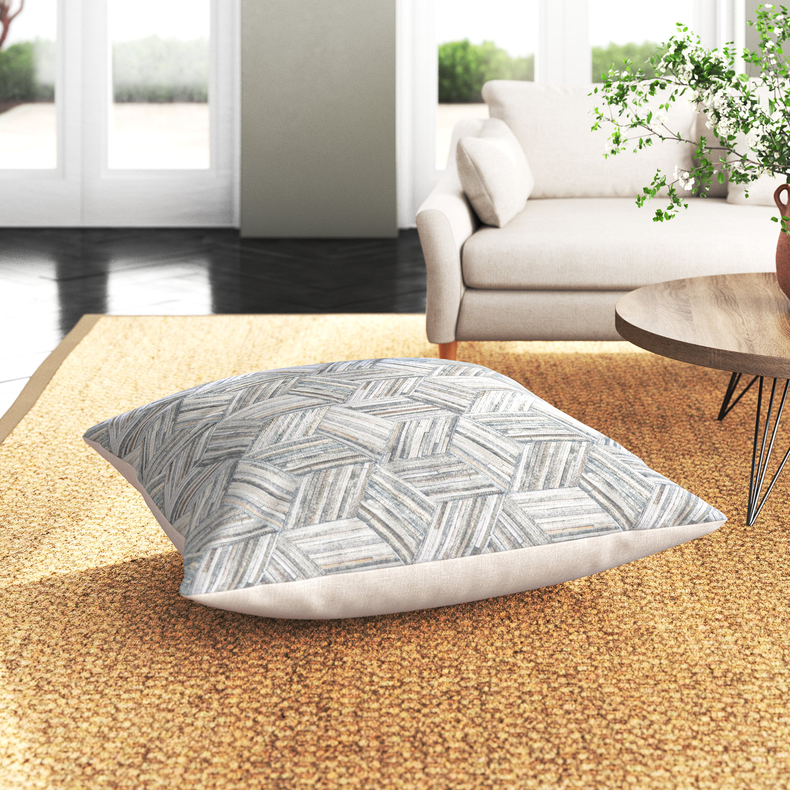 Fleurette Outdoor Square 36'' Throw Pillow