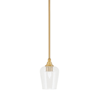Stem Hung Mini Pendant Shown In New Age Brass Finish With 5" Clear Bubble Glass