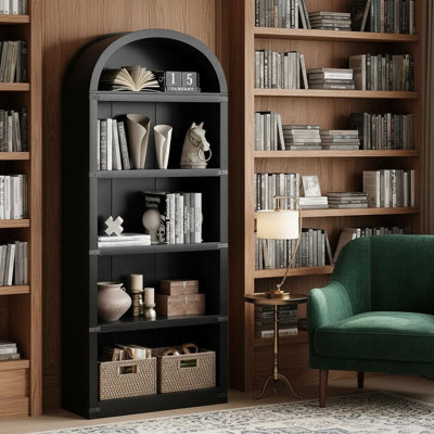 Bibliothèque à 5 tablettes avec bibliothèque arquée de 71,65 pouces de hauteur