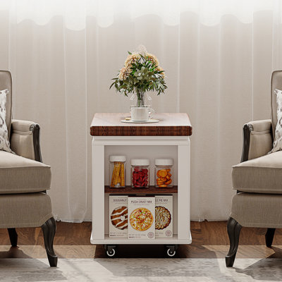 Table basse / table d'appoint moderne 27,6 po avec plateau pliable et roulettes (table incluse seulement)