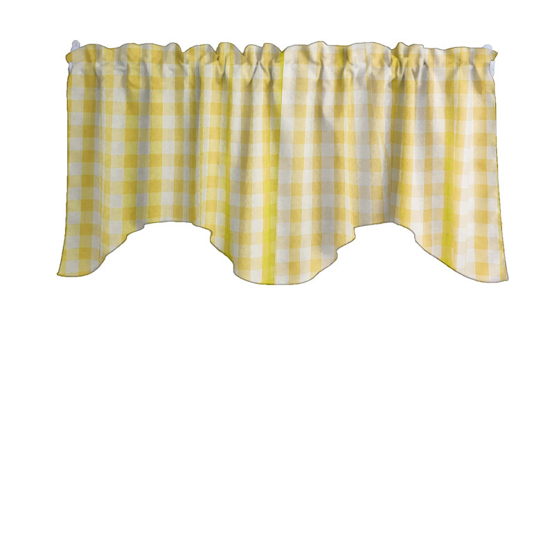 Cantonnière festonnée à carreaux Gingham, Jaune