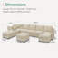 Tremee U Shaped Sectional Sofa Sleeper Sofa Couch With Storage Beige-1542576690