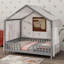 Lit en bois avec auvent, structure de maison et rails latéraux surélevés, avec structure semblable au toit-637750990