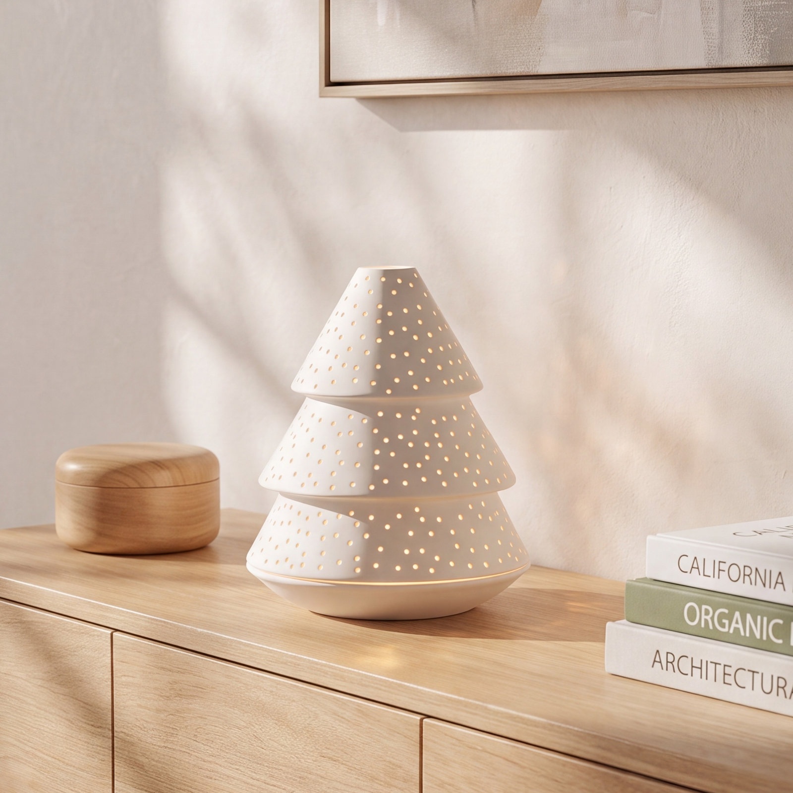 Räder Forest Porcelain Fir Tree Tealight Holder, 6.10'' H X 4.90'' W X 4.90'' D