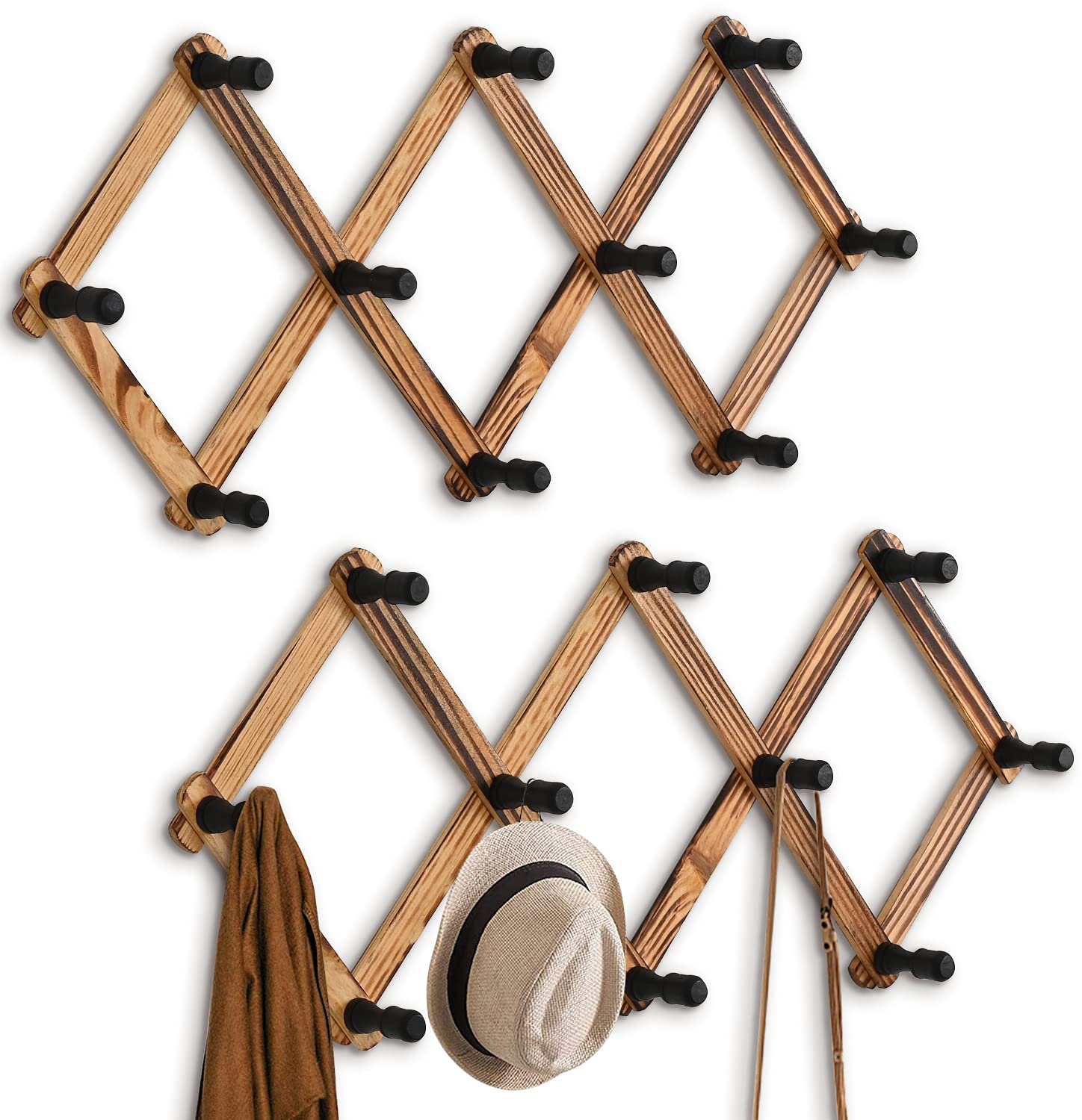Wooden Hanger Expandable Wall Hook Wooden Hat Rack