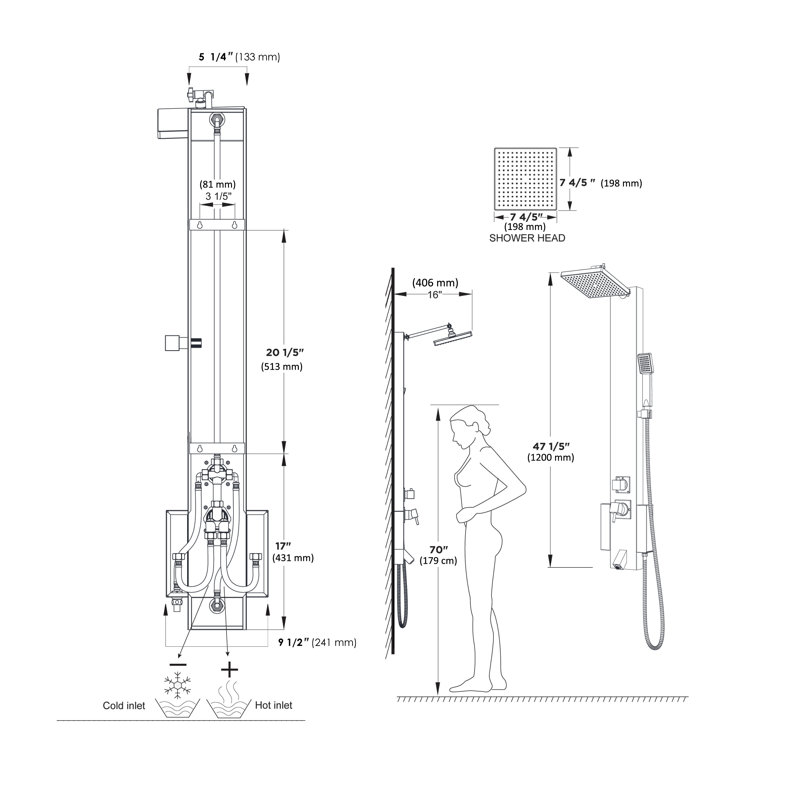 Panneau de douche en acier inoxydable 48 "Blue Ocean (SP824)