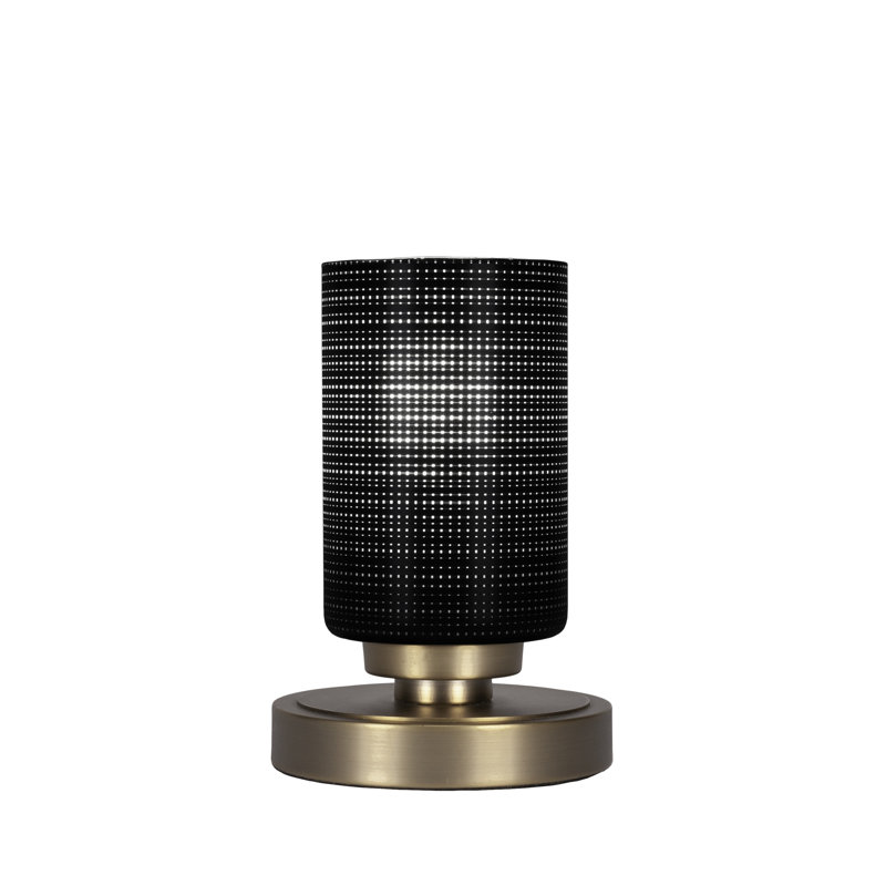 Lampe d'appoint Aneka avec verre matriciel de 4 po, Laiton, Gris