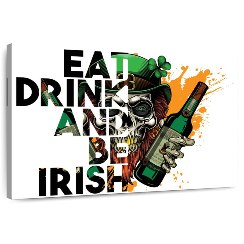 Lelend Eat Drink And Be Irish Skull, H 8 po x l 12 po