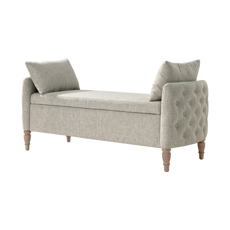Polyester Upholstered Storage Bench, Grey