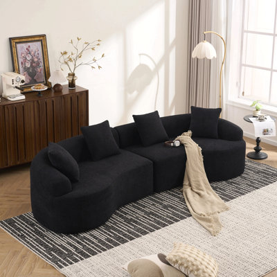 Boneless Curved Living Room Chenille Compression Sofa