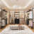61.8"-91.3" W  Pipe Clothing Rack Wall Mounted  With 4 Expandable Rods, 2 Drawers, And 6 Wooden Shelves-1652269086