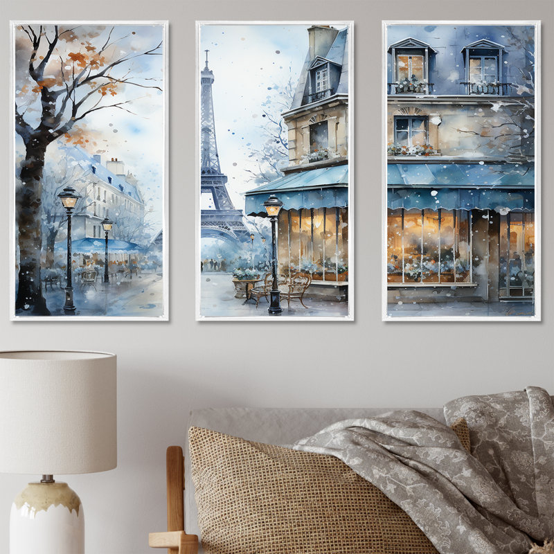 Art urbain gris, rue Parisienne IV - City Paris, H 40 po x l 60 po, Cadre flottant blanc