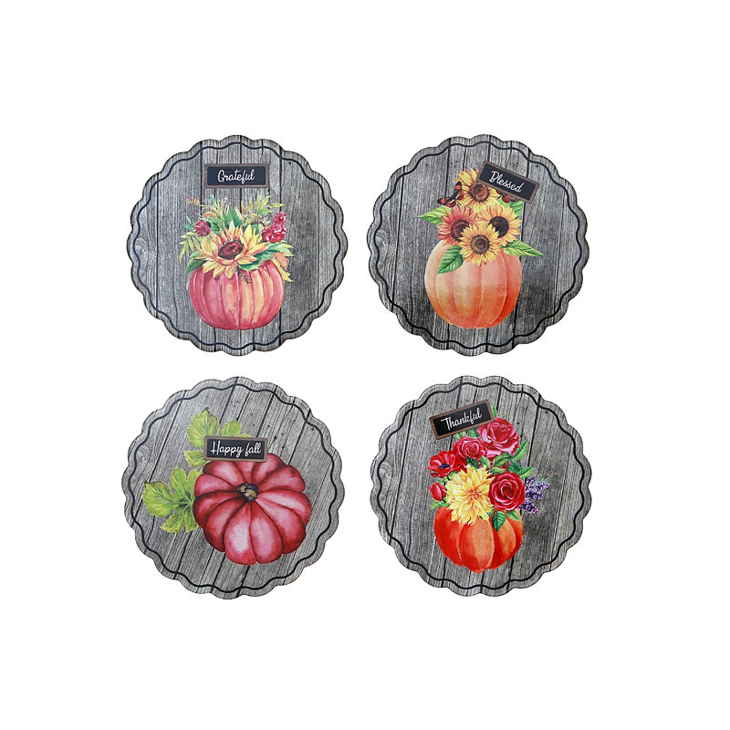 Ensemble de 4 citrouilles rondes en céramique