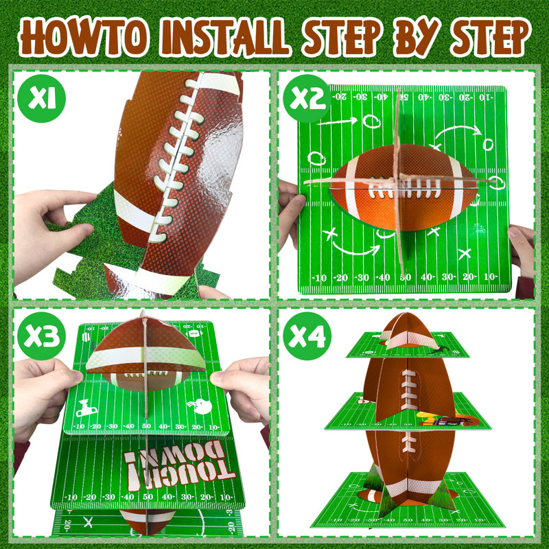 Présentoir à gâteaux de football, présentoir à gâteaux de football à 3 niveaux