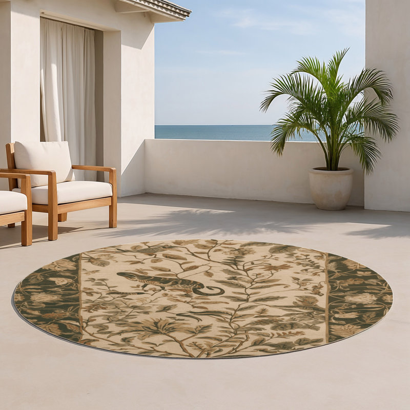 Tapis d'intérieur et d'extérieur brun Nature, Rond 5 pi