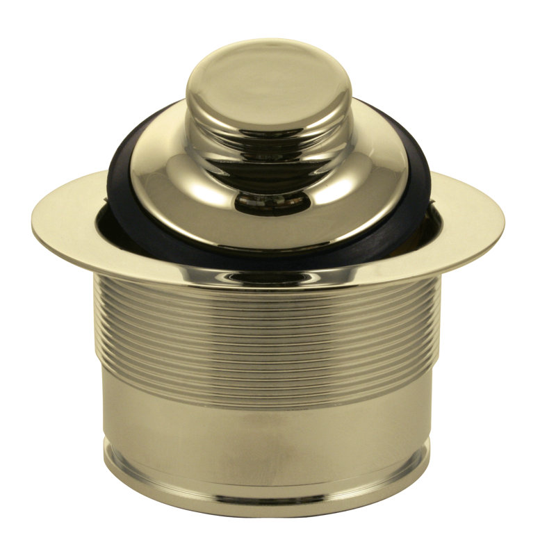 3-1/2" EZ-Mount Brass Kitchen Sink Waste Disposal Drain Flange and Stopper, Polished Brass