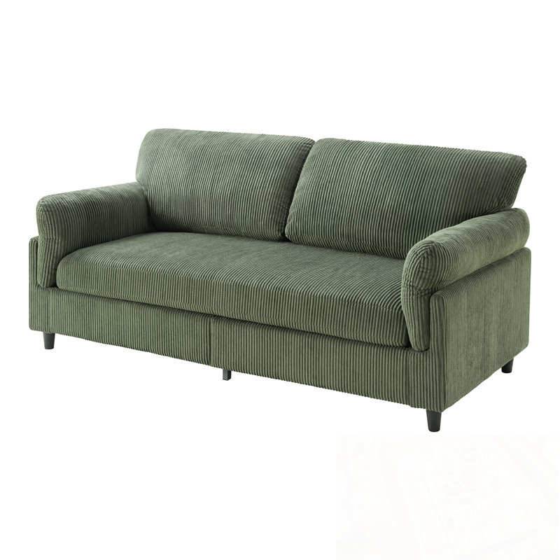 Causeuse en velours côtelé avec coussin moelleux, Vert